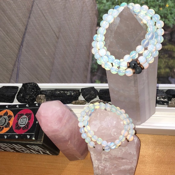 Opal Crystal Bracelets W/ Rose & Shungite Crystal - Picture 5 of 14